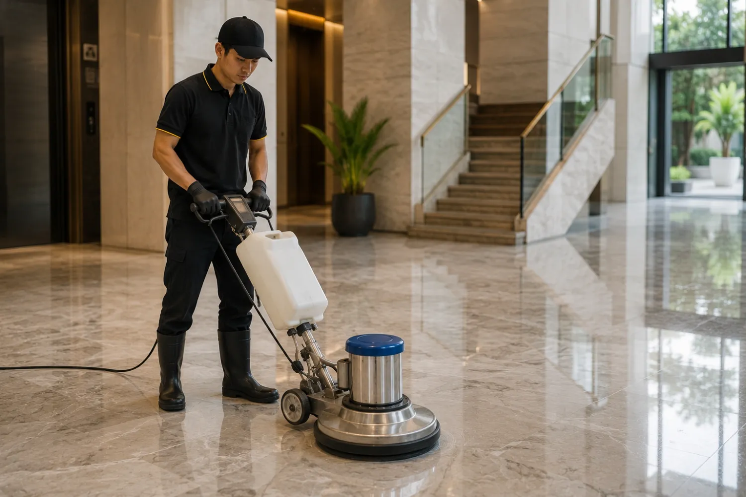 Professional marble and granite floor polishing in Bali